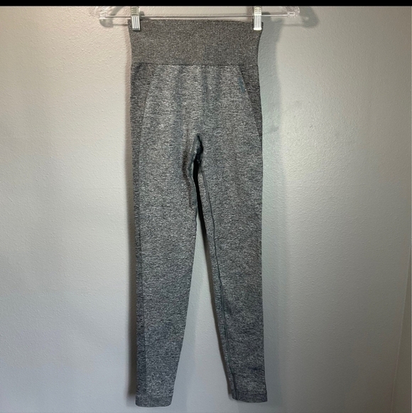 Gymshark Flex High Waisted Leggings - Charcoal Marl/Teal, Size Small B37 - Picture 2 of 10